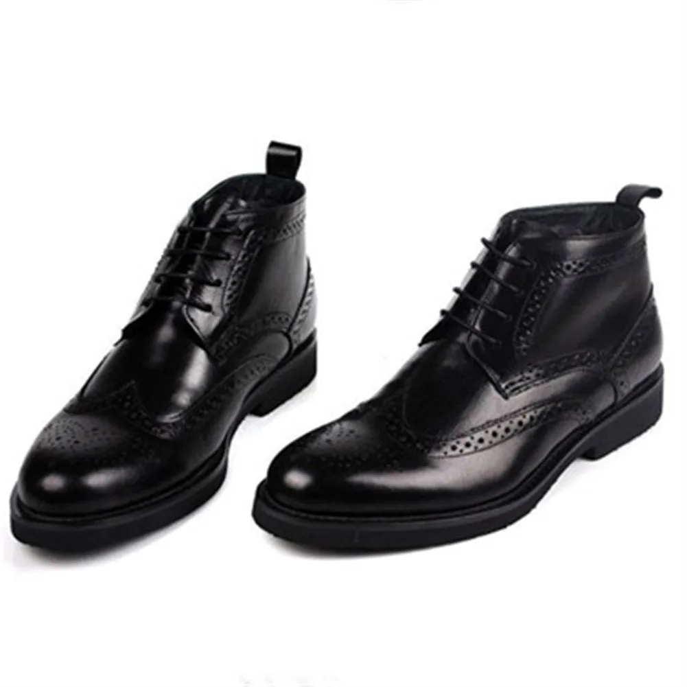 Mens Lace Up Low Heel Ankle Boots
