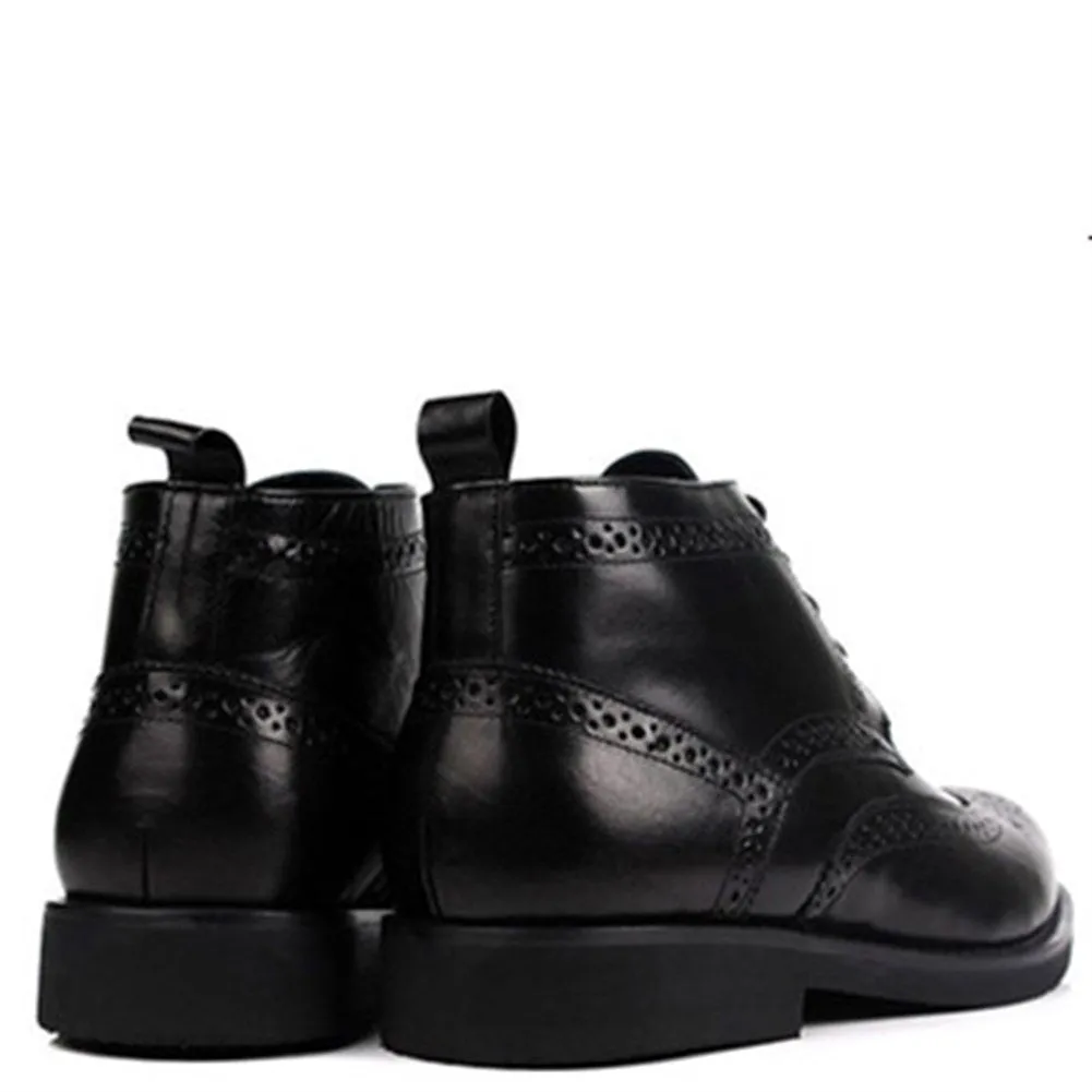 Mens Lace Up Low Heel Ankle Boots