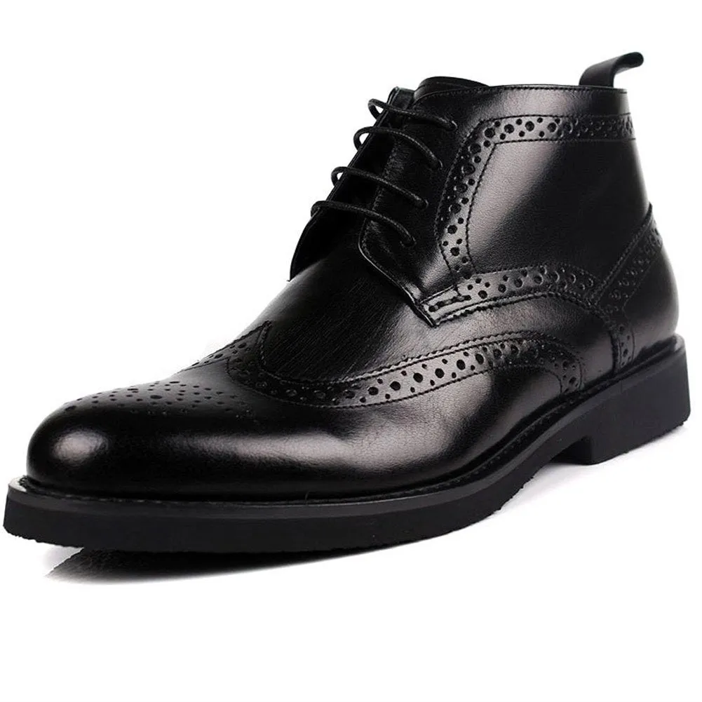Mens Lace Up Low Heel Ankle Boots