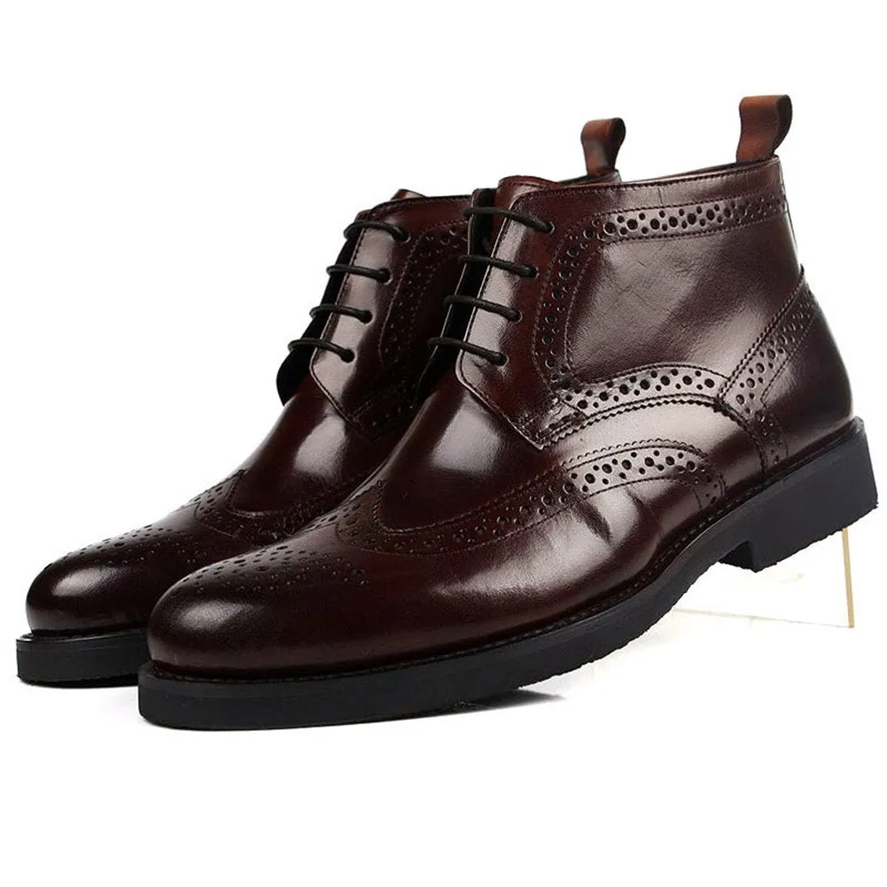 Mens Lace Up Low Heel Ankle Boots