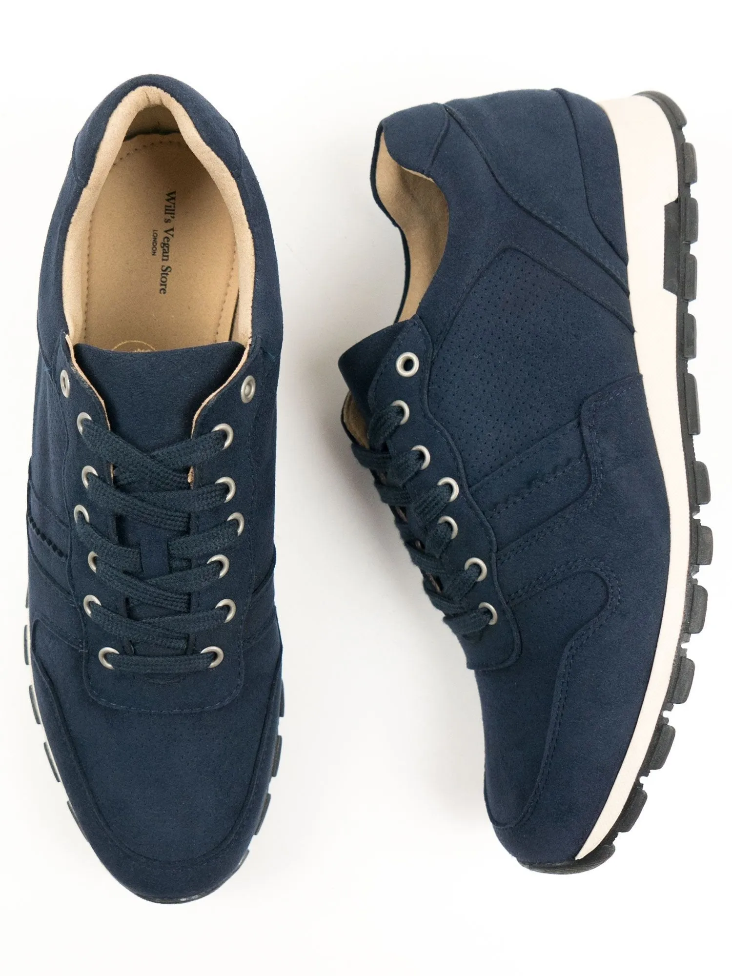 Men's Milan Trainers by Will's Vegan Shoes (Dark Blue, Black)