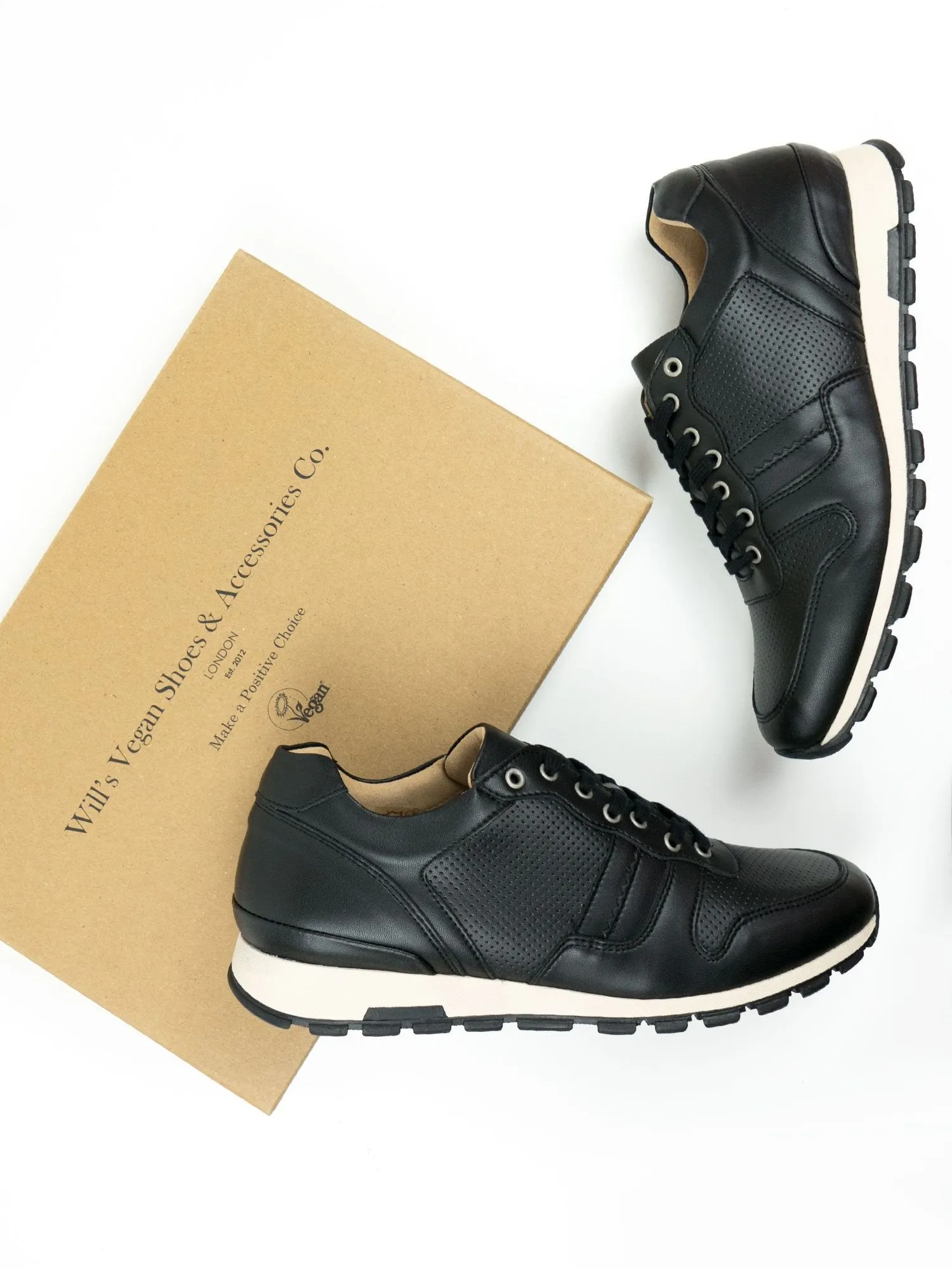 Men's Milan Trainers by Will's Vegan Shoes (Dark Blue, Black)