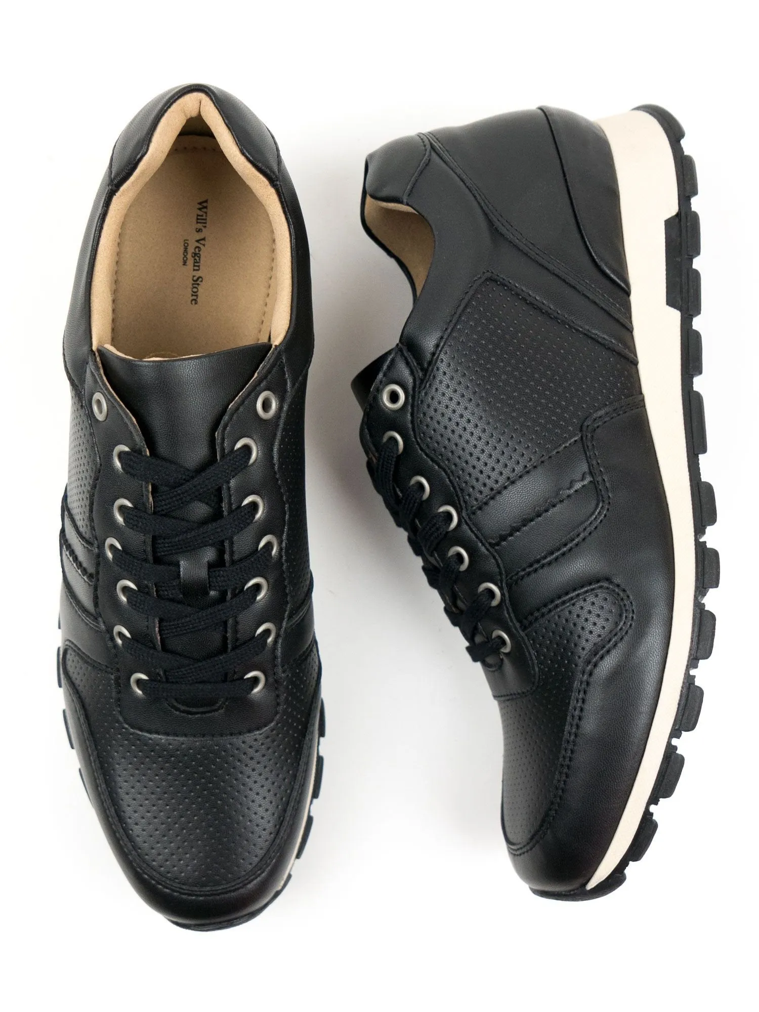 Men's Milan Trainers by Will's Vegan Shoes (Dark Blue, Black)