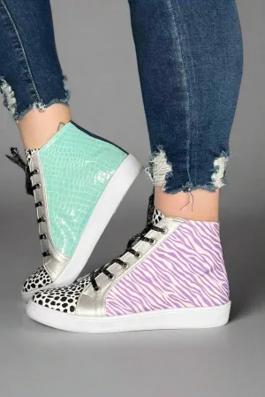 Miel High Top Sneaker - Purple/Aqua