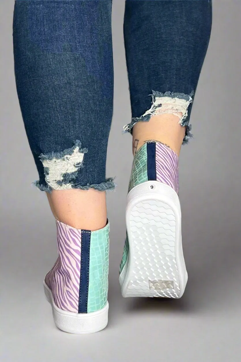 Miel High Top Sneaker - Purple/Aqua