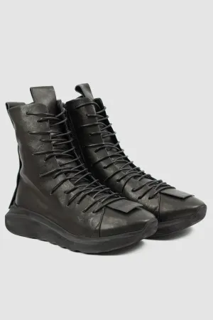 Multi Lacing High Top Leather Sneakers