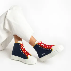 Navy Tweed High Top Sneakers