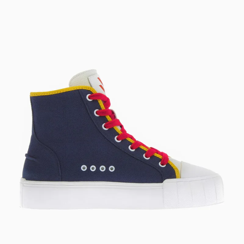 Navy Tweed High Top Sneakers