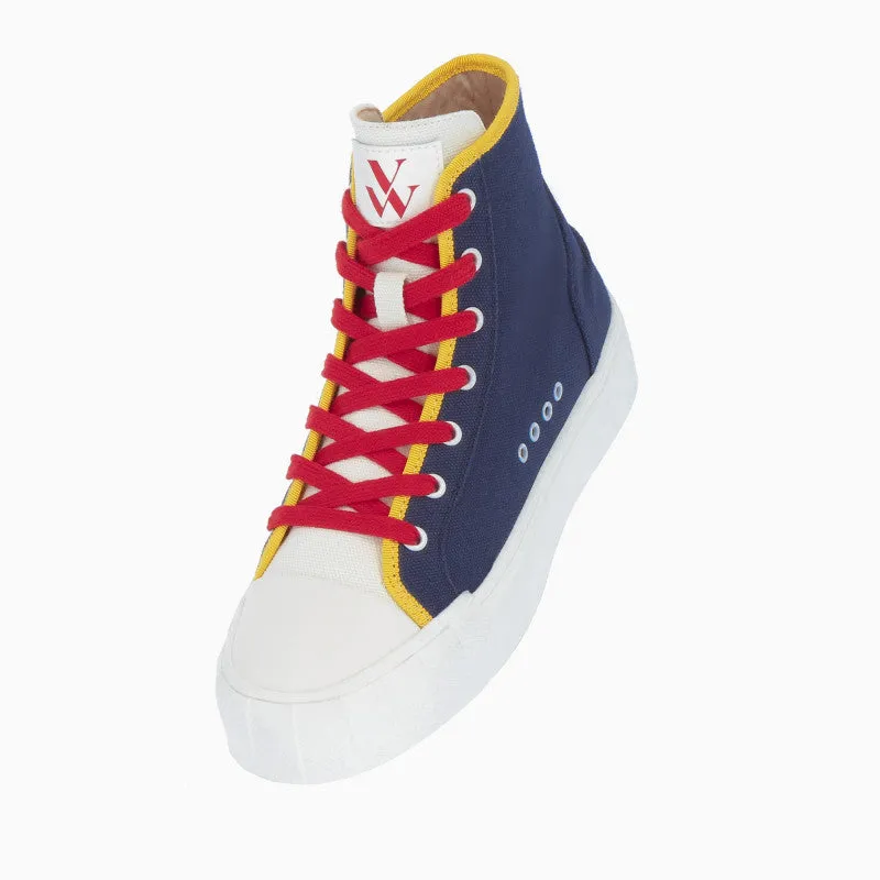 Navy Tweed High Top Sneakers