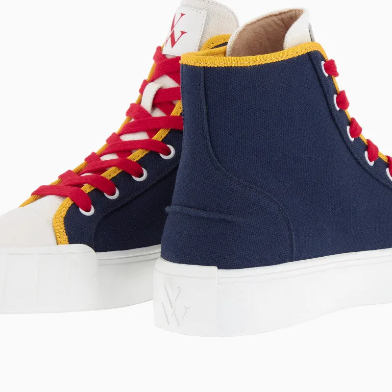 Navy Tweed High Top Sneakers