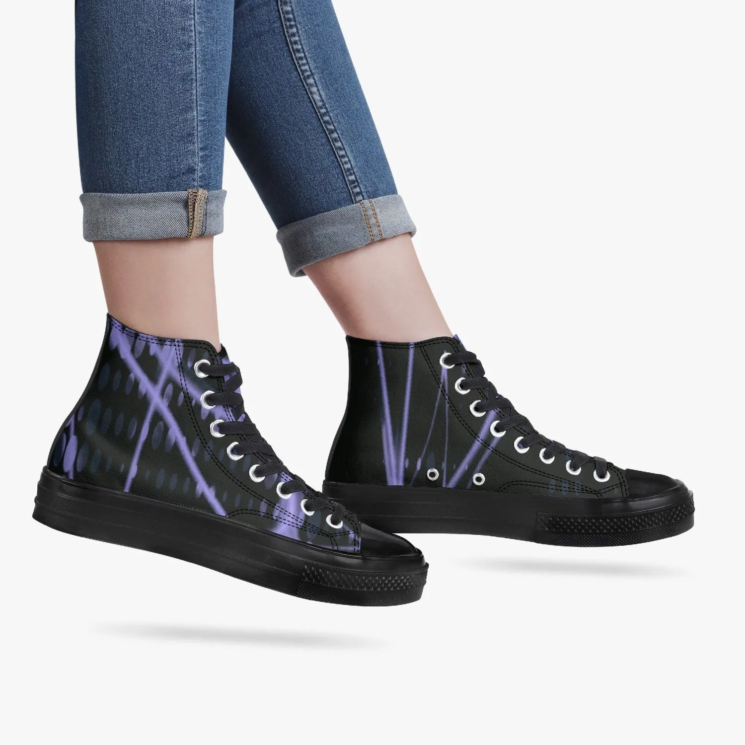Officially Sexy Purple Laser High-Top Canvas Shoes - Black