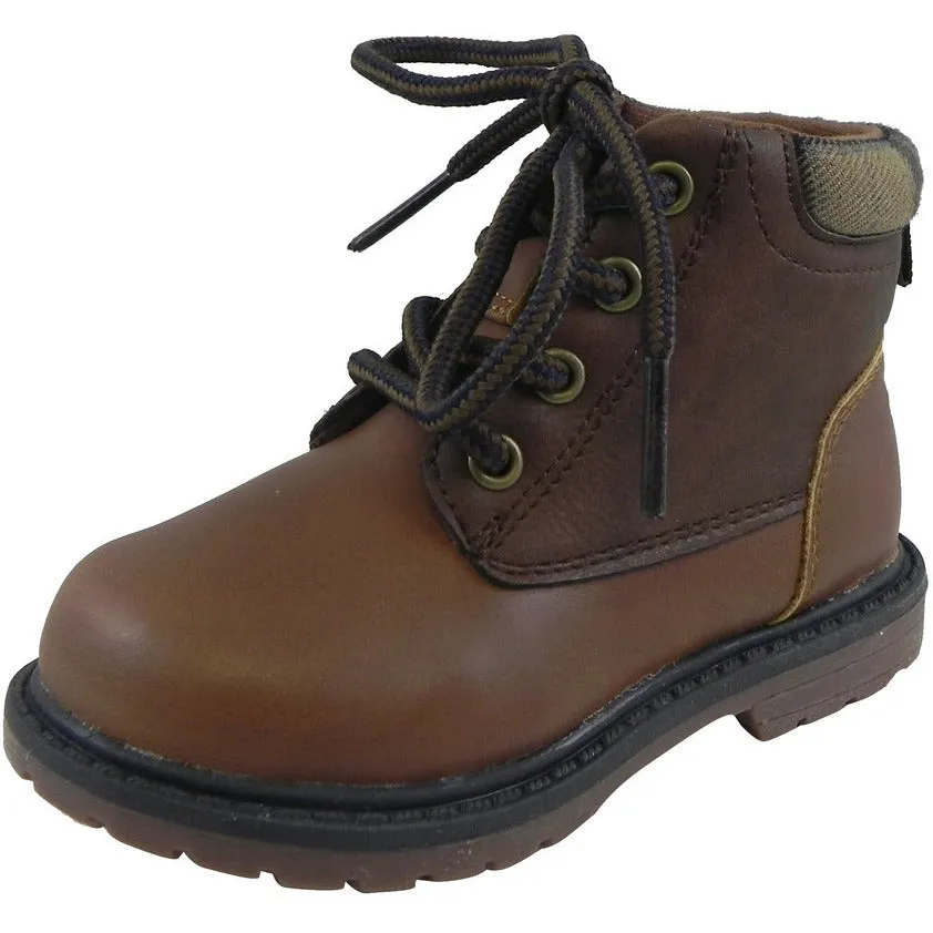 OshKosh Boy's Chandler Plaid Classic Lace Up Ankle Boots Brown