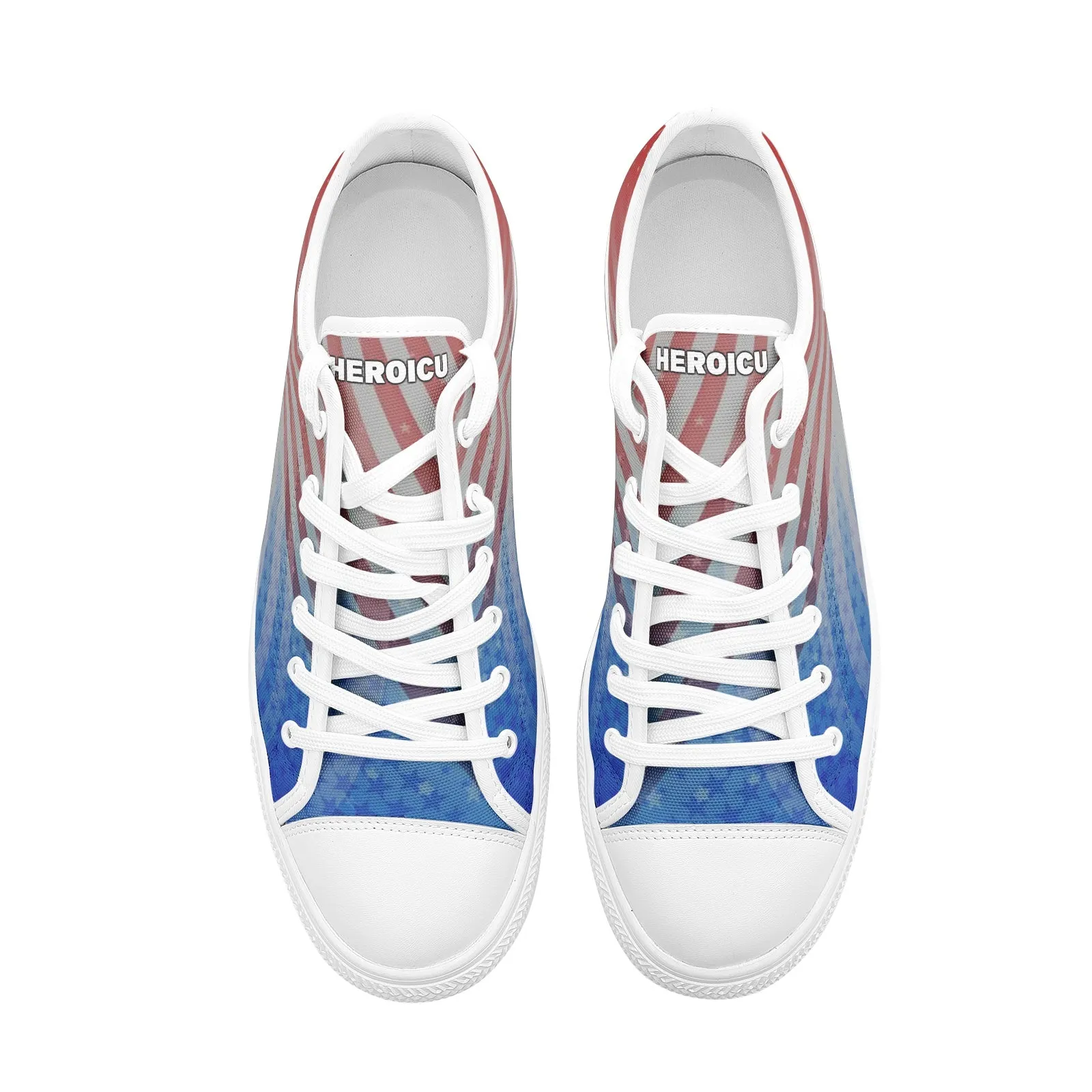 Patriotic Unisex Low Top Canvas with Red, White, and Blue Stars and Stripes