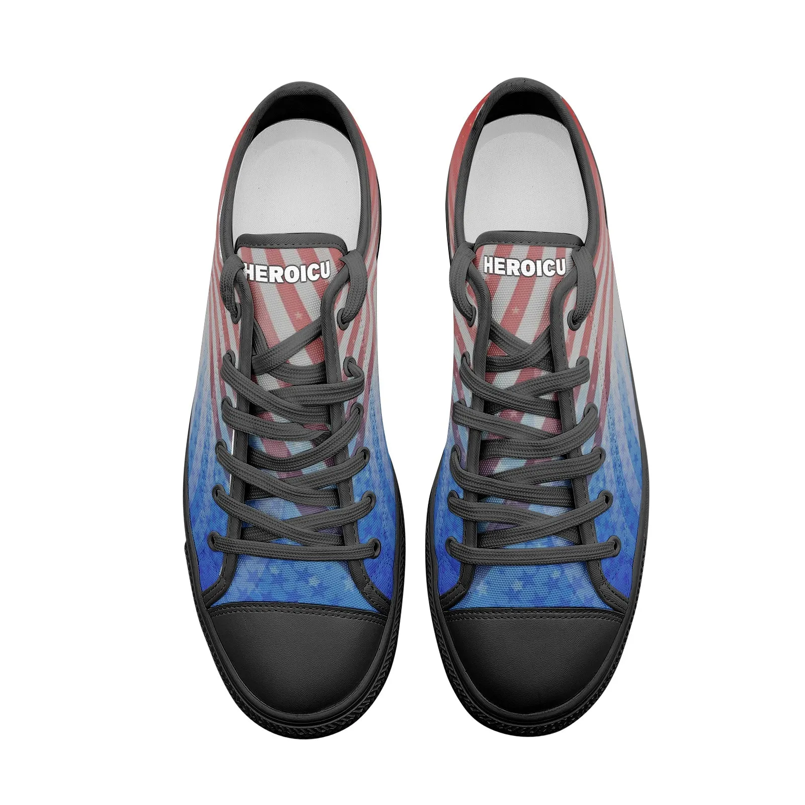 Patriotic Unisex Low Top Canvas with Red, White, and Blue Stars and Stripes