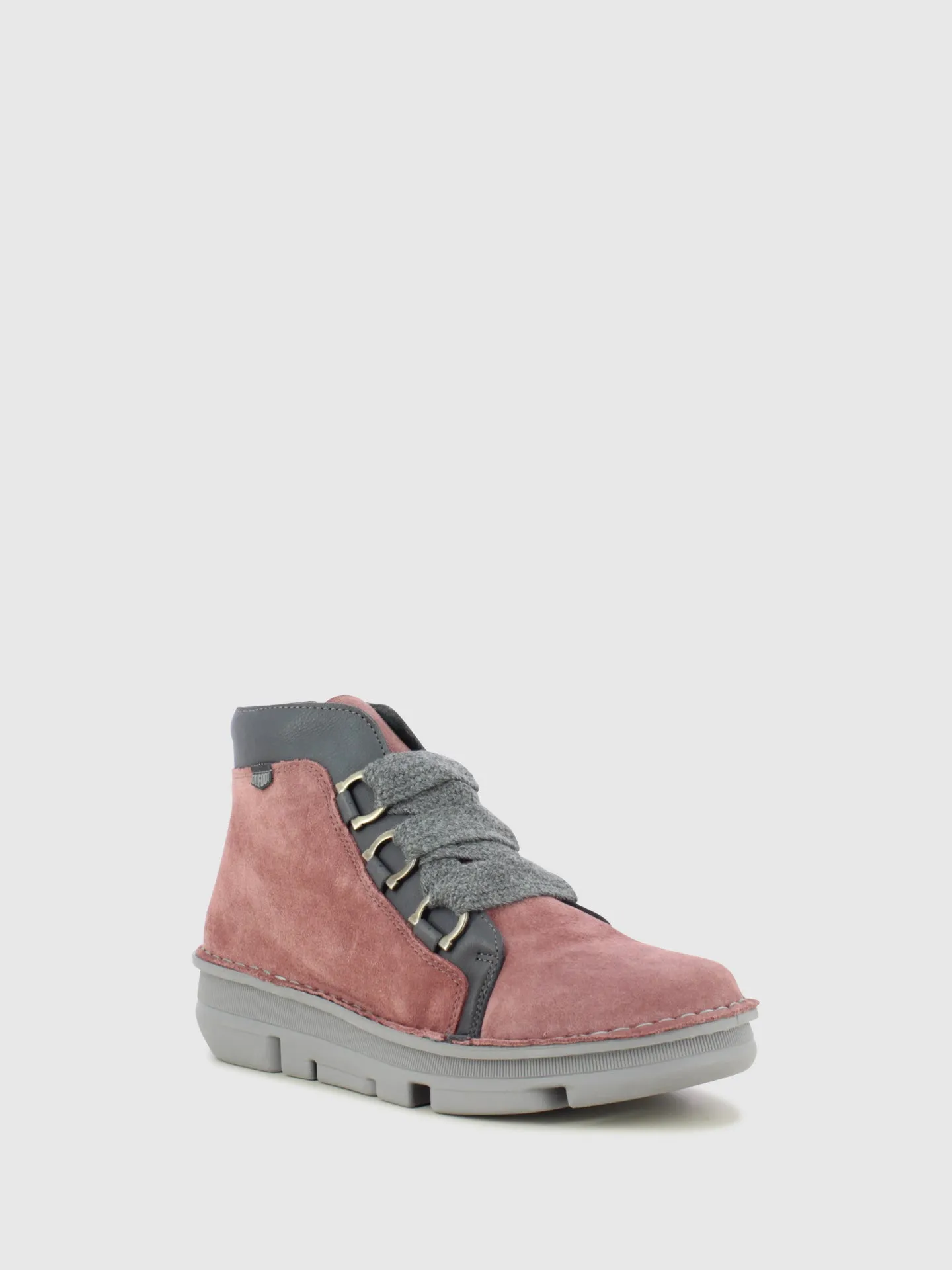 Pink Lace-up Ankle Boots
