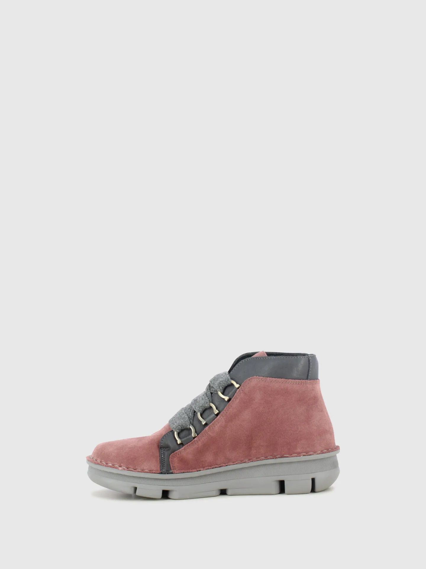 Pink Lace-up Ankle Boots
