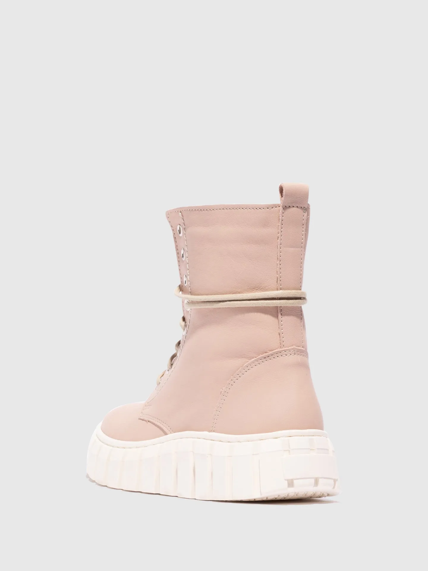 Pink Lace-up Boots