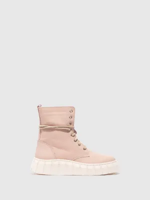 Pink Lace-up Boots