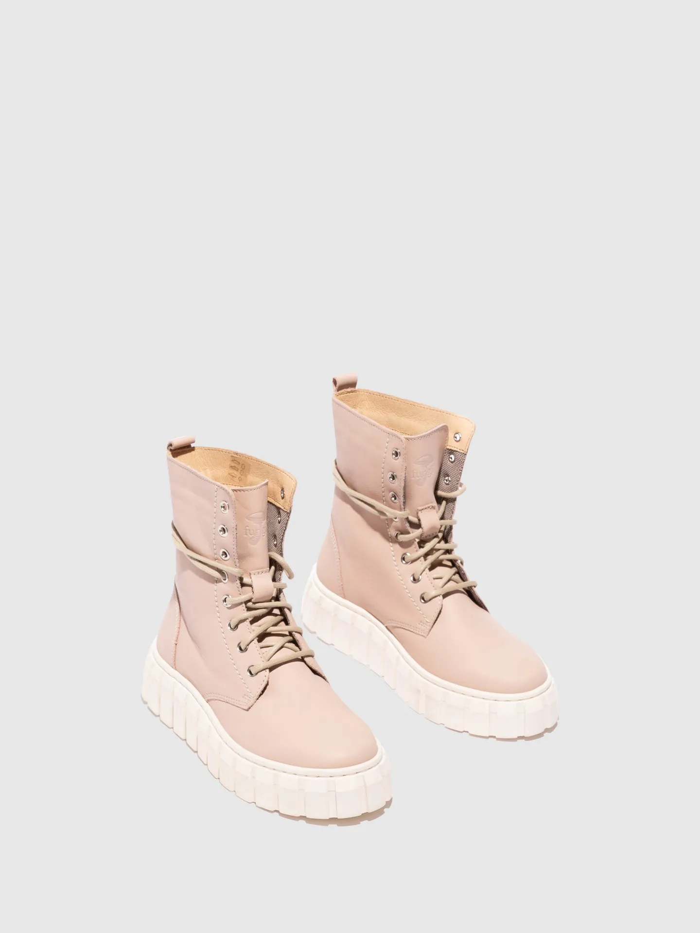 Pink Lace-up Boots