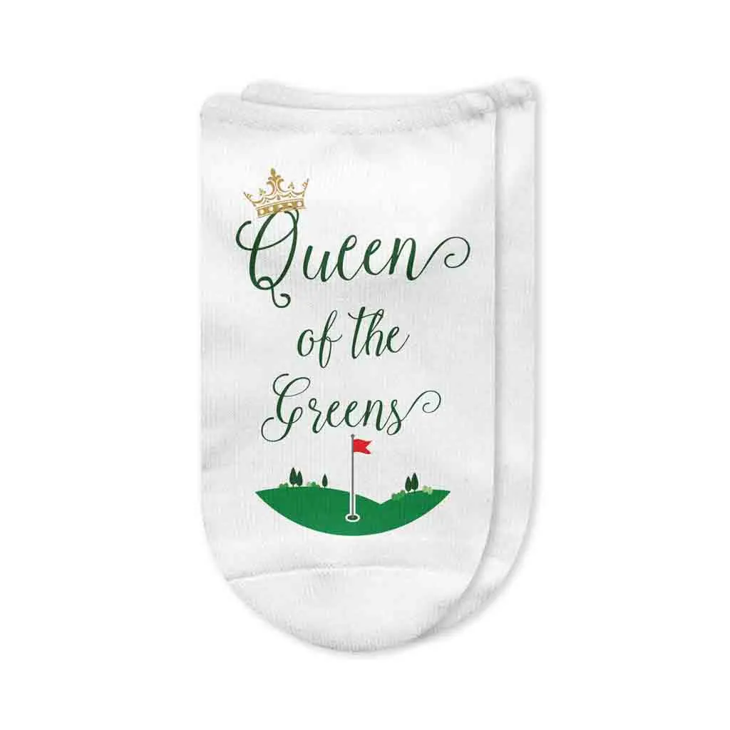 Queen of the Greens Golf Socks – Fun No-Show Socks for Women