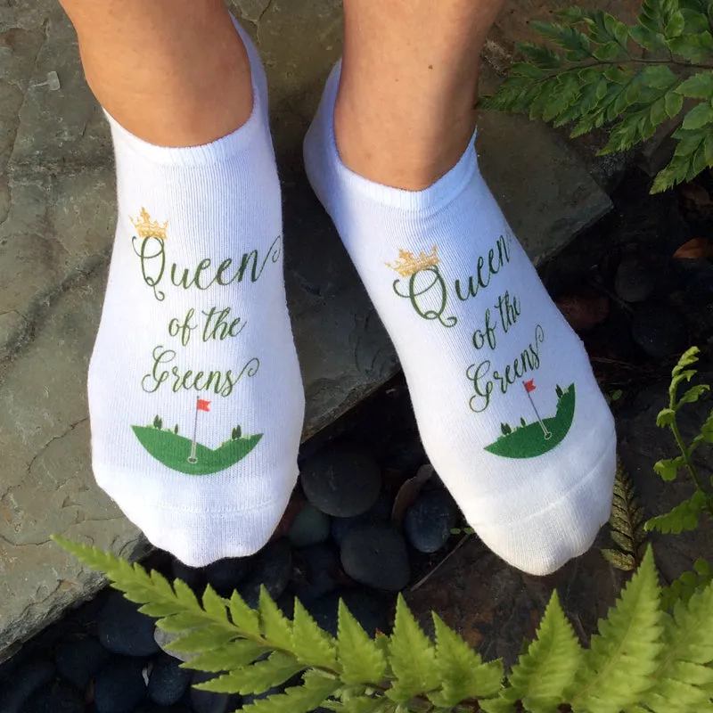 Queen of the Greens Golf Socks – Fun No-Show Socks for Women