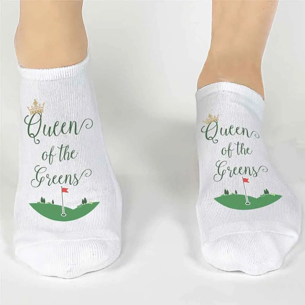 Queen of the Greens Golf Socks – Fun No-Show Socks for Women