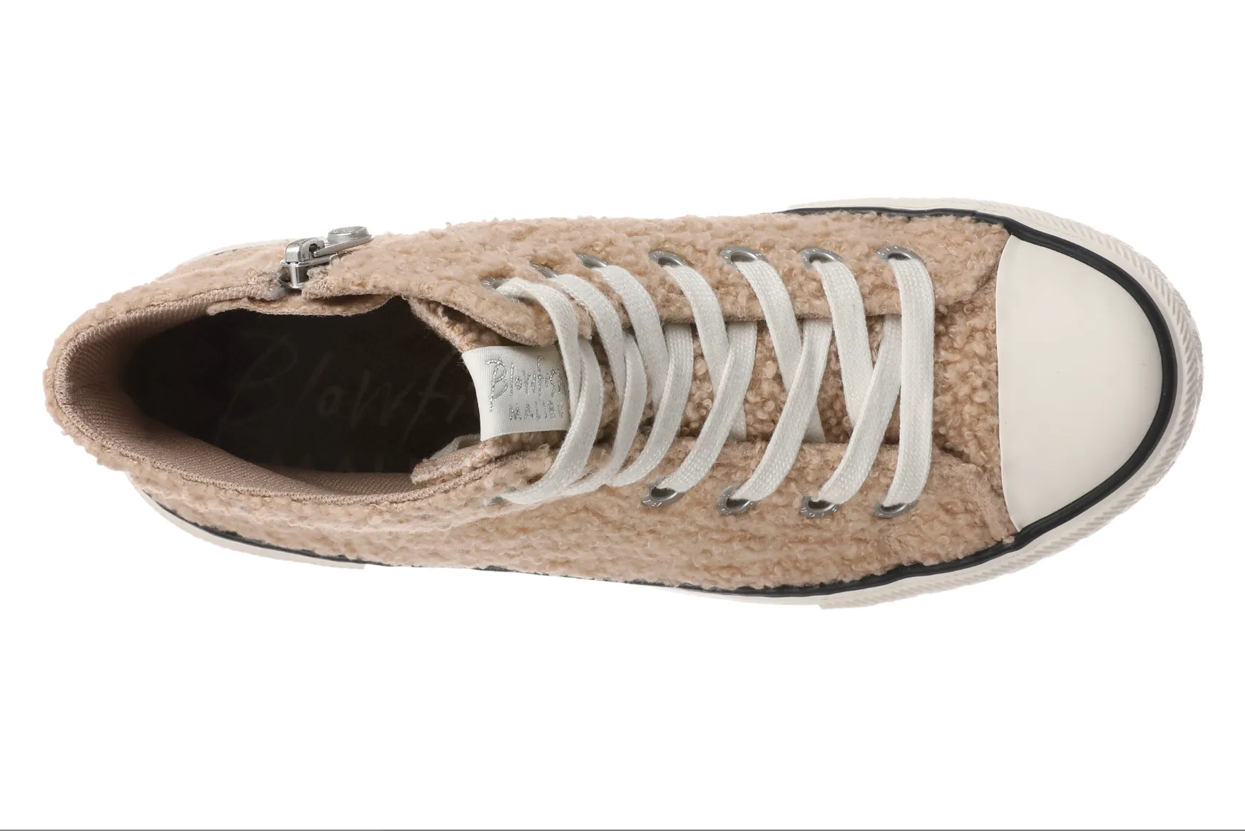 Sherpa High-Top Sneakers in Beige