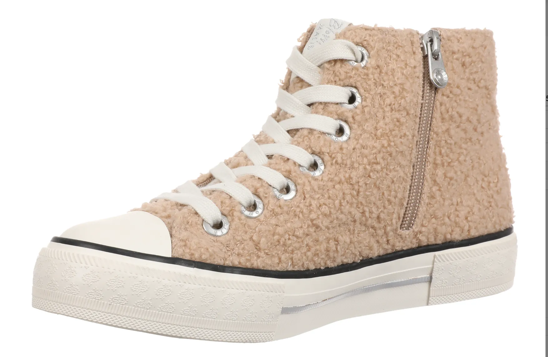Sherpa High-Top Sneakers in Beige