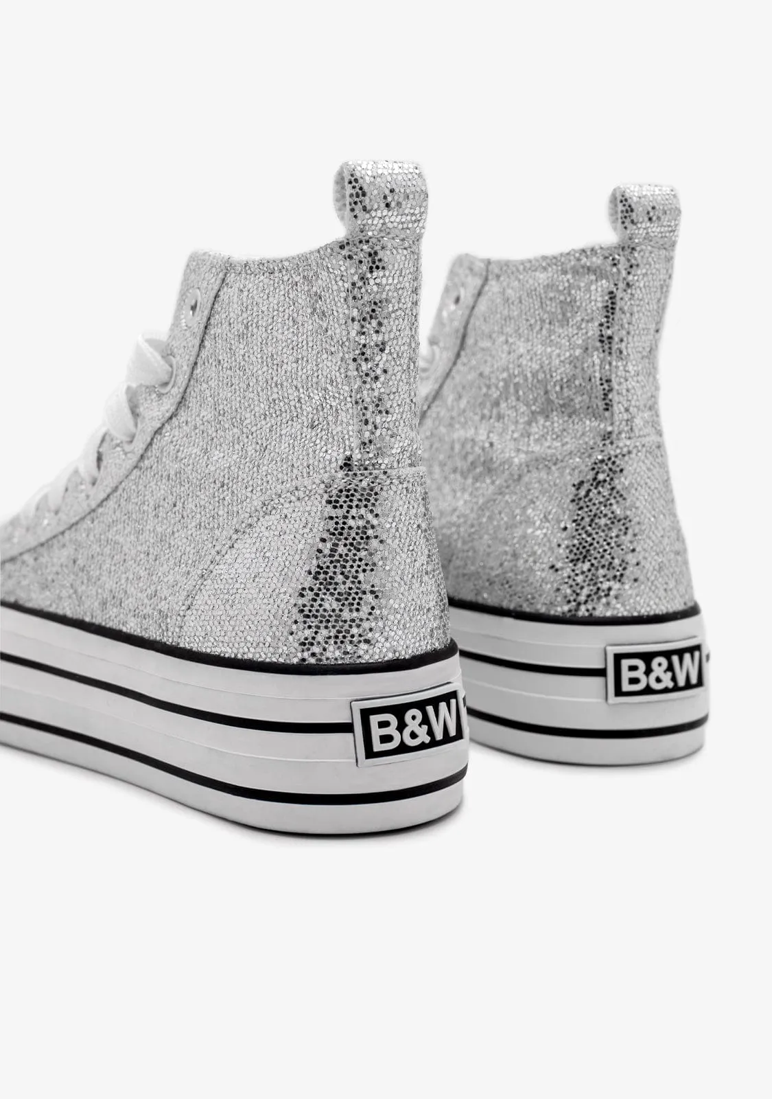 Silver Glitter High Top Sneakers