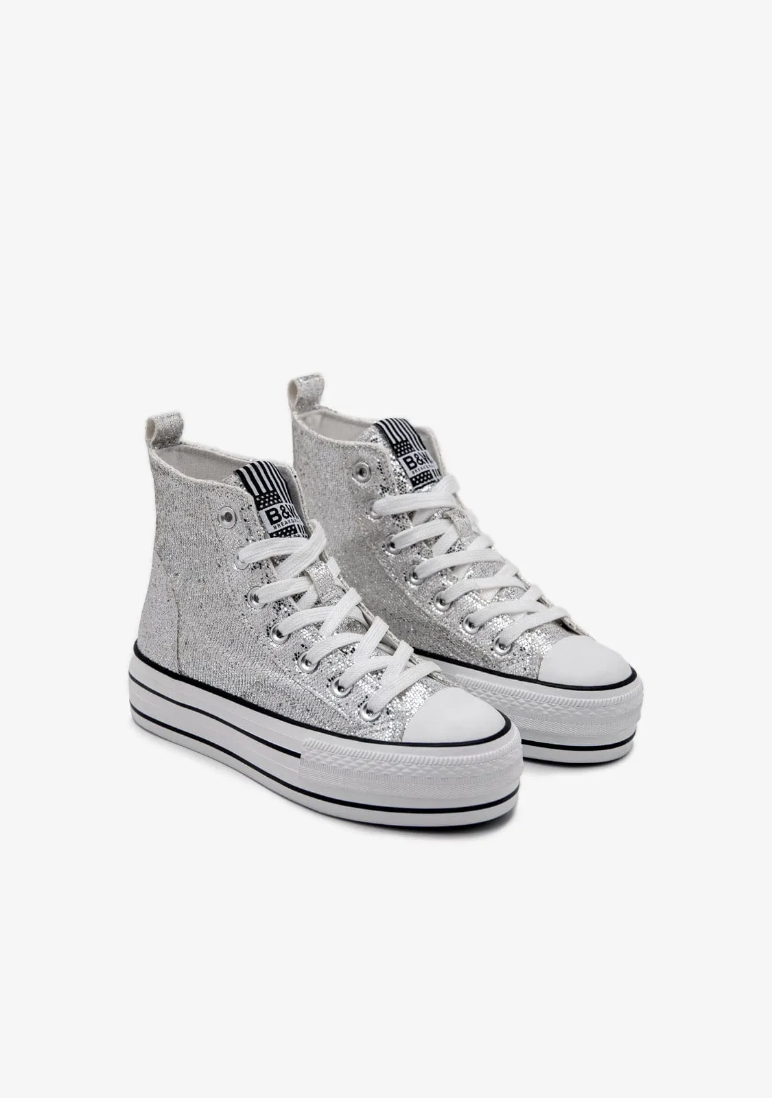 Silver Glitter High Top Sneakers