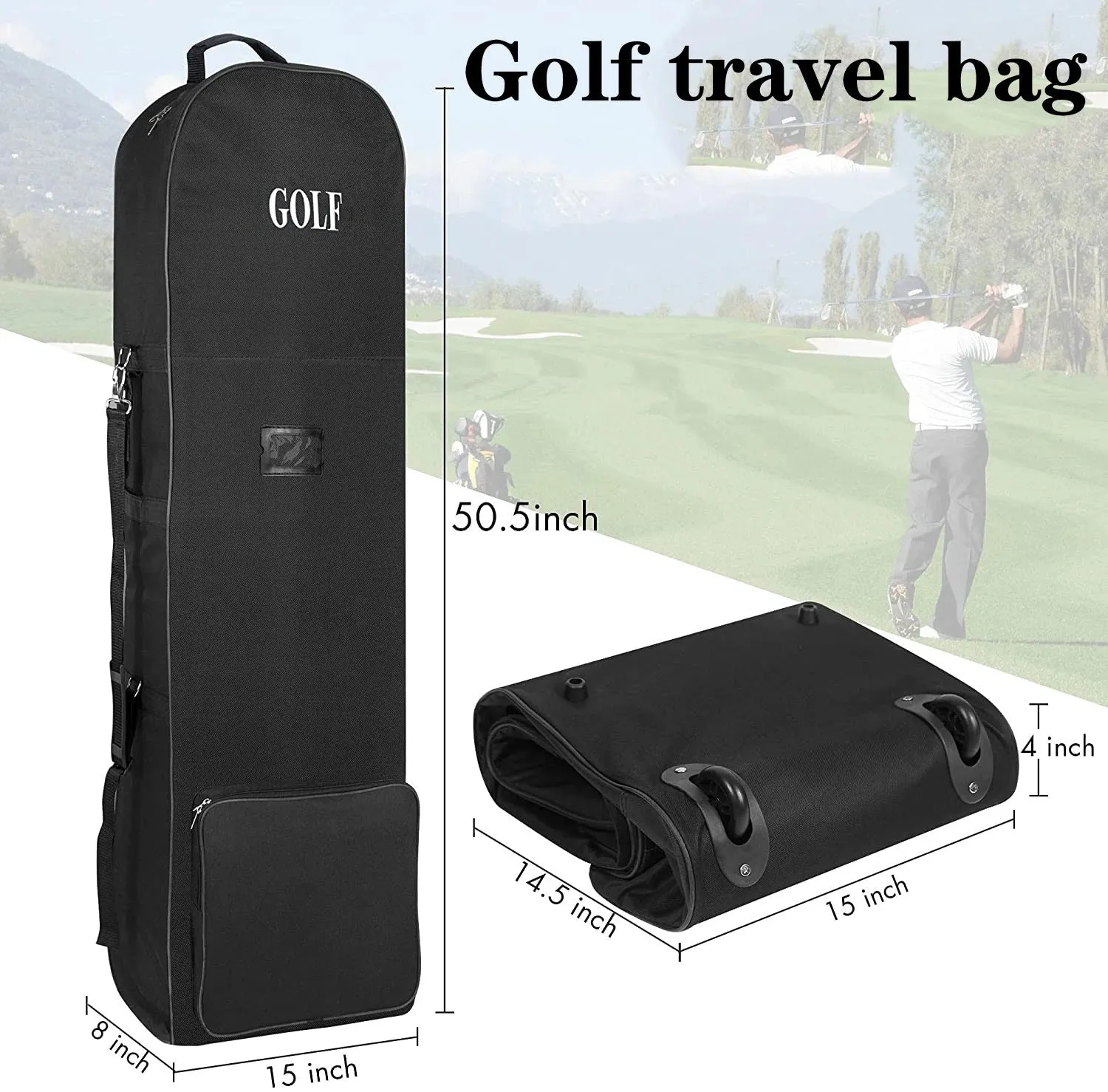 Soft Golf Travel Bag with Wheels – Large Capacity 600D Aviation Storage Bag