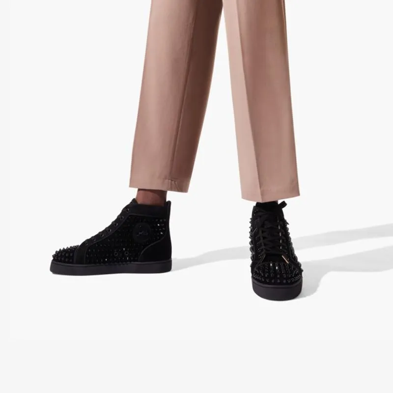 Spikes Black Calkf Suede High-top Sneakers