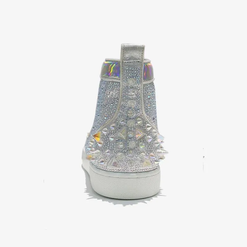 Spikes Silver Strass High-top Sneakers