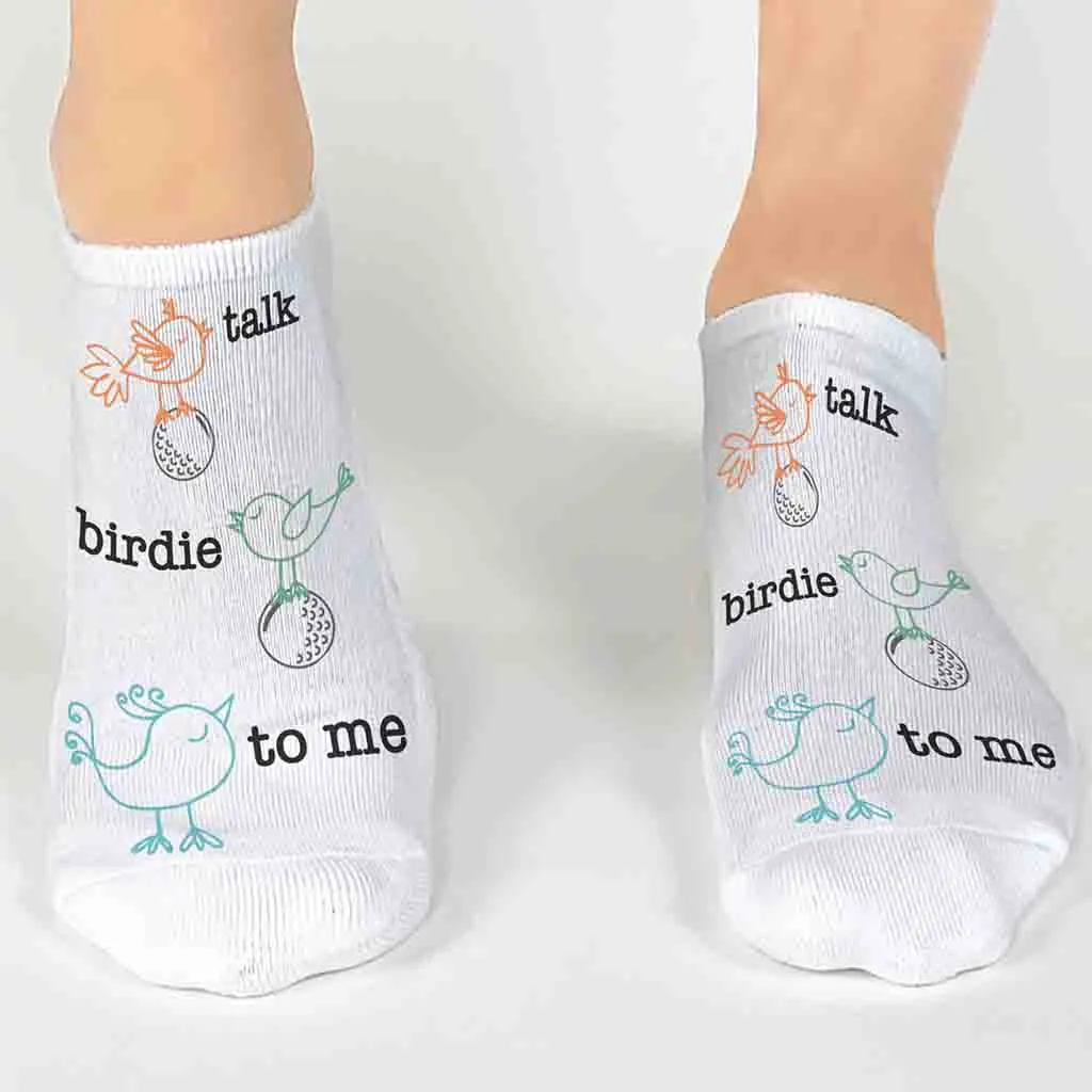 Talk Birdie to Me" Golf Socks – Funny No-Show Socks for Golfers