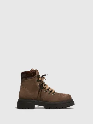 Taupe Lace-up Ankle Boots
