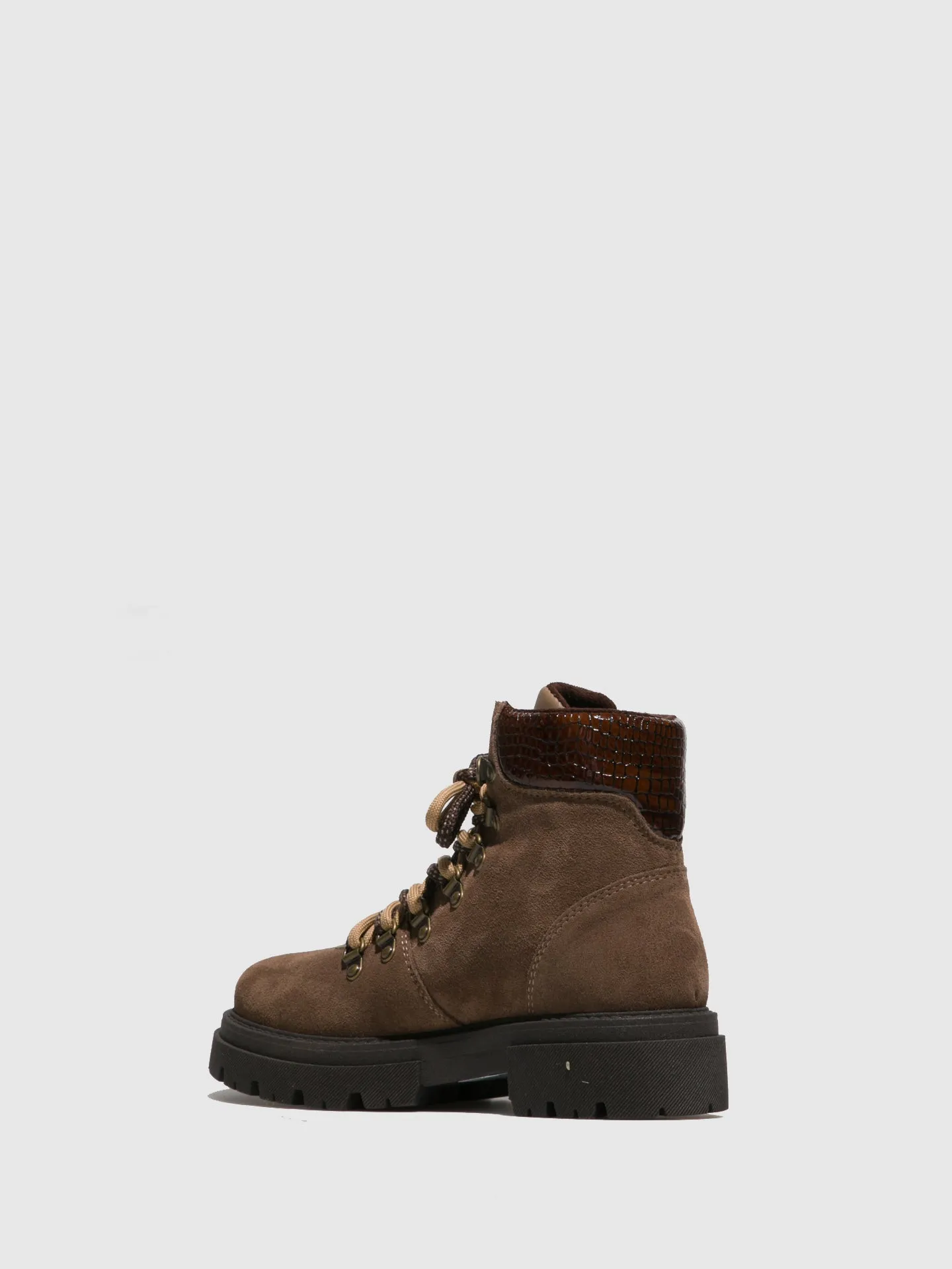 Taupe Lace-up Ankle Boots