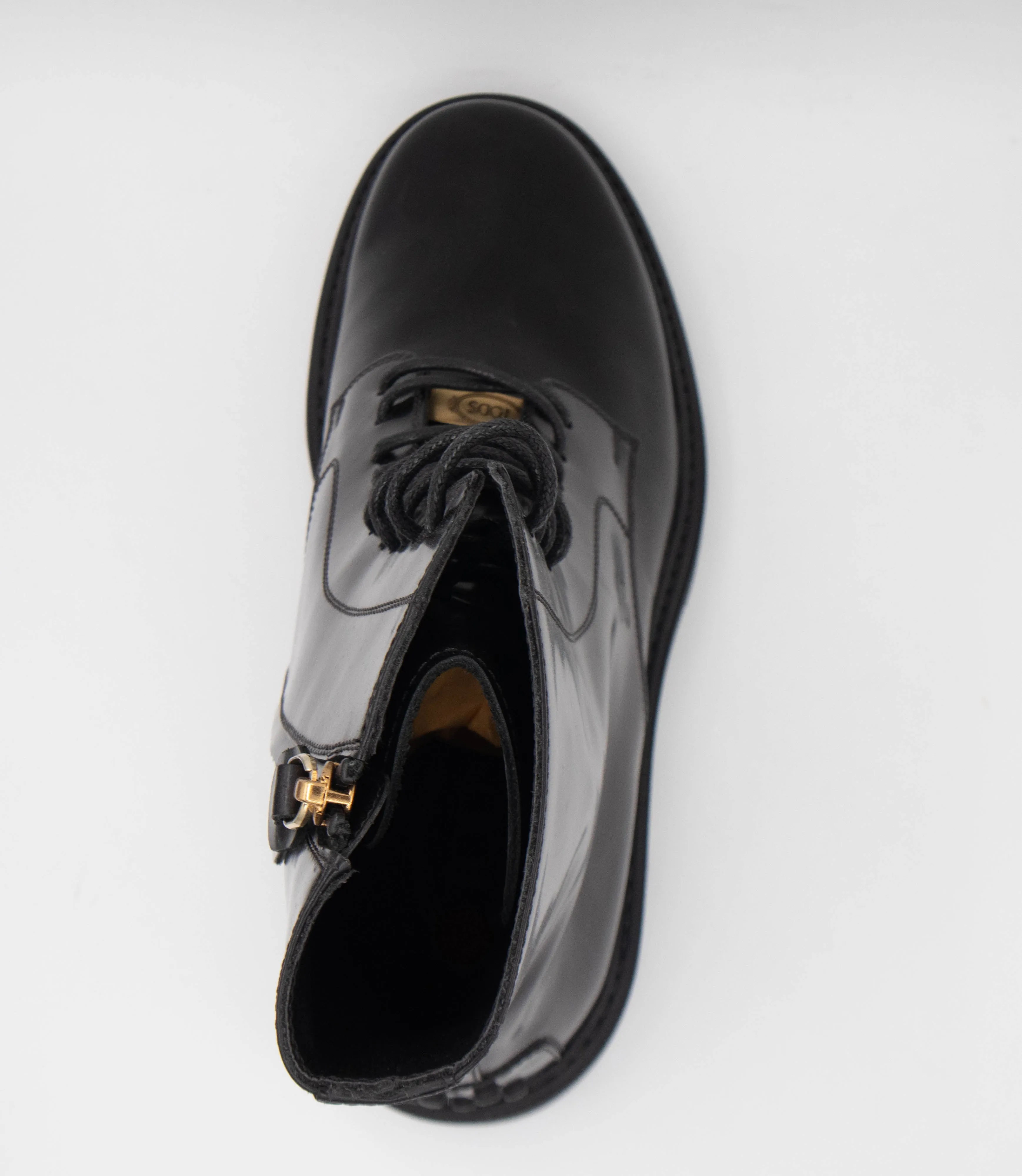 Tods Mens Leather Lace Up Boots in Black