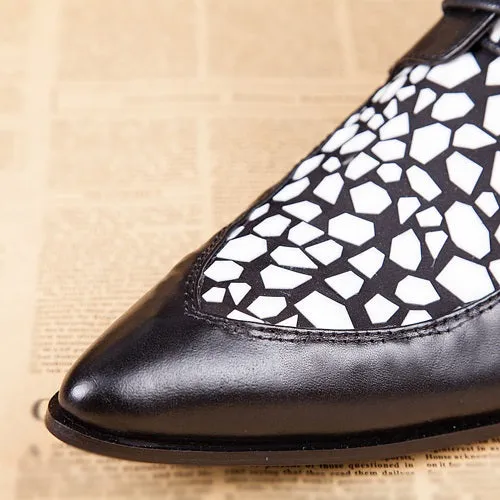 Two Tones Lace Up Pointed Mens Boots