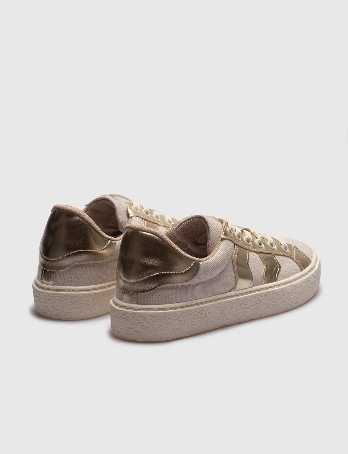 Women Beige Lace Up Sneakers