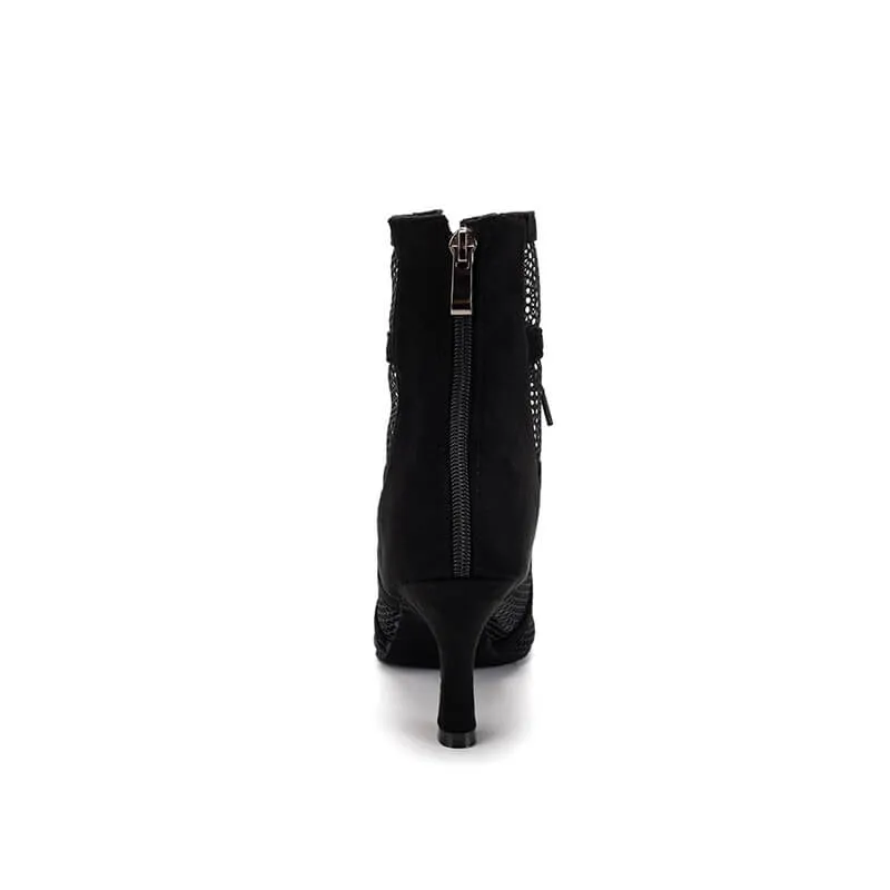 Women's Mesh Lace Up Heels Boots