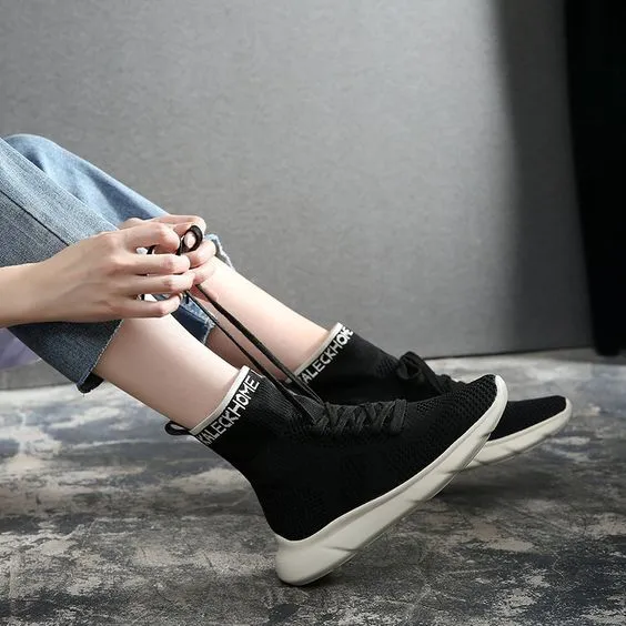 Women's Pure Color High Top Sock Shoes