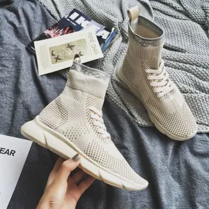 Women's Pure Color High Top Sock Shoes