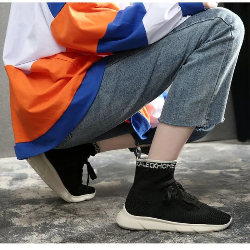 Women's Pure Color High Top Sock Shoes