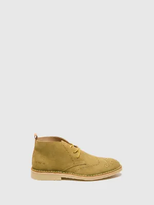 Yellow Lace-up Ankle Boots